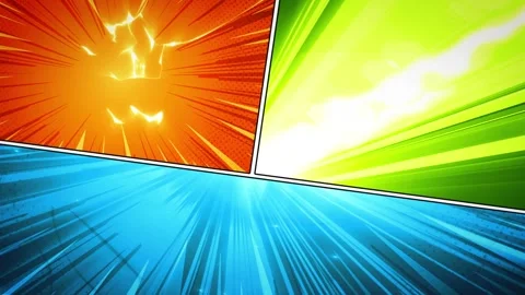 Comic Book Action Animation With Energy Fx Stock Footage 302357097