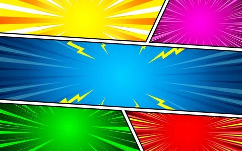 Comic Book Action Layout Background. Powerful comic illustration like page .. Stock Illustration