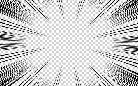 Comic book action lines. Speed ??line Manga frame. Black and white vector r.. Illustrazione stock