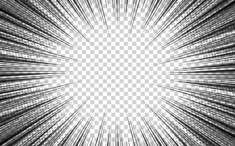 Comic book action lines. Speed lines Manga frames. Cartoon background. Blac.. Illustrazione stock