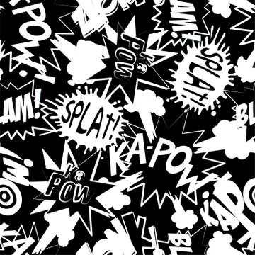 Comic book action words in a seamless pattern Stockillustratie