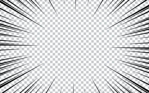 Comic book and manga speed lines on transparent background. Vector illustrati 스톡 일러스트