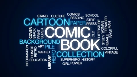 Comic book animated word cloud, text des... | Stock Video | Pond5