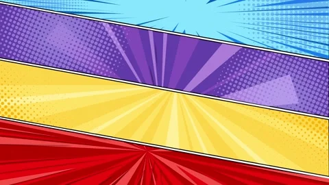 Comic book background animation featuring dynamic pop art panels and colorf.. Stock Footage 332756405