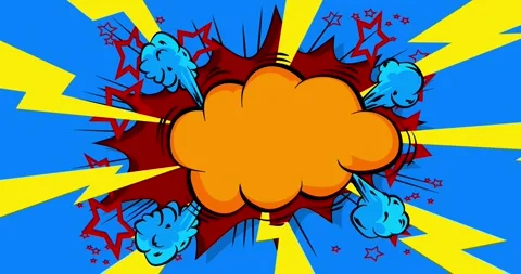 Comic Book background on blue moving image Stock Footage 346663736