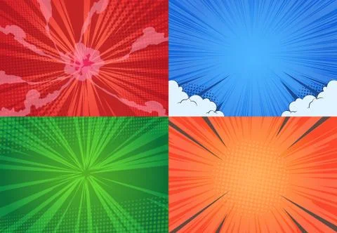 Comic book background. Cartoon pop art halftone dot design, line blast comics Stock Illustration