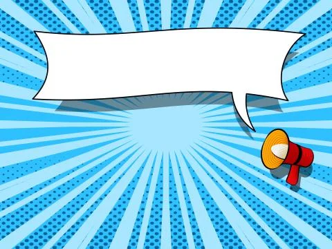 Comic book background with megaphone announcement Stock Illustration