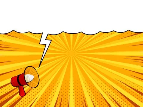 Comic book background with megaphone announcement Stock Illustration