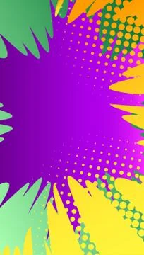 Comic book background with mostly green and purple zoom effect. Vector illust Illustrazione stock