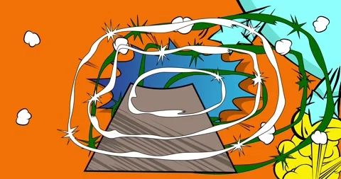 Comic Book background on orange animation Stock Footage 345517207