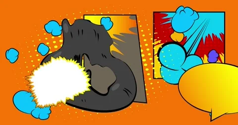 Comic Book background on orange cartoon Stock Footage 345100987