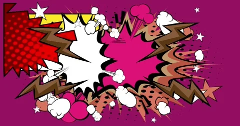 Comic Book background on purple moving image Stock Footage 344353864