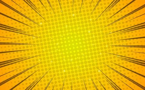 Comic book background with radial speed lines and halftone dots. Explosion .. Stock Illustration