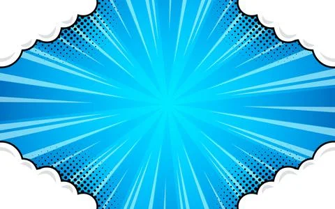 Comic book background with radial speed lines and halftone dots. Explosion .. Illustrazione stock