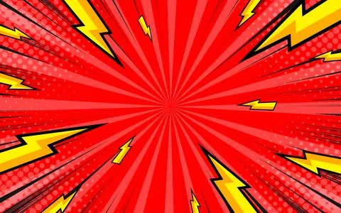 Comic book background with radial speed lines and halftone dots. Explosion .. Stockillustratie