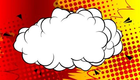 Comic book background with red and yellow zoom effect and blank cloud. Vector Stock Illustration