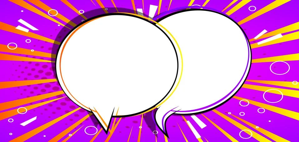 Comic book background with two blank speech bubble. Cartoon design colored il Stock Illustration