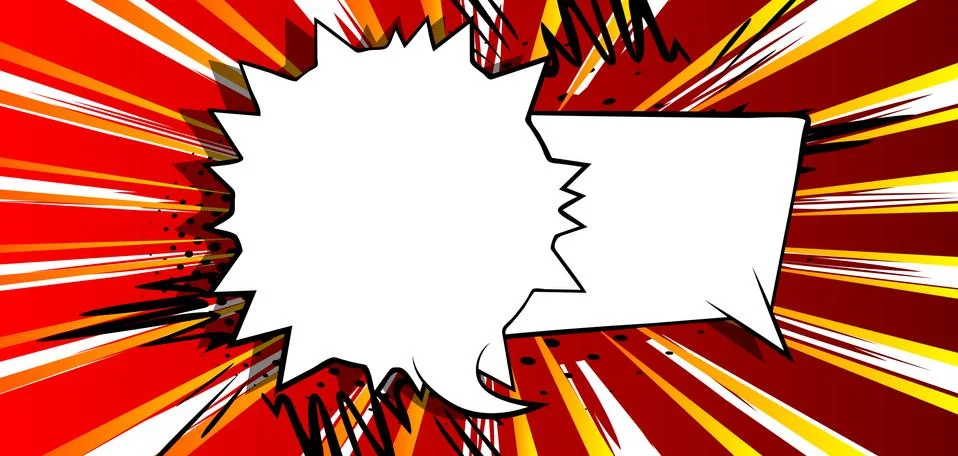 Comic book background with two blank speech bubble. Cartoon design colored il 스톡 일러스트