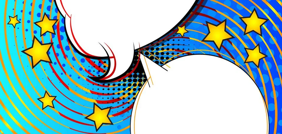 Comic book background with two blank speech bubble. Cartoon design colored il 스톡 일러스트