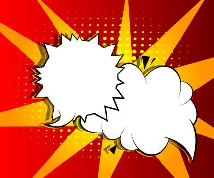 Comic book background with two blank speech bubble. Cartoon design colored il Stock Illustration