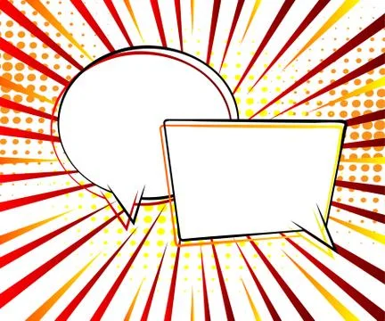 Comic book background with two blank speech bubble. Cartoon design colored il Illustrazione stock