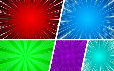 Comic book background in various colors. Blank template background. Pop art.. Stock Illustration