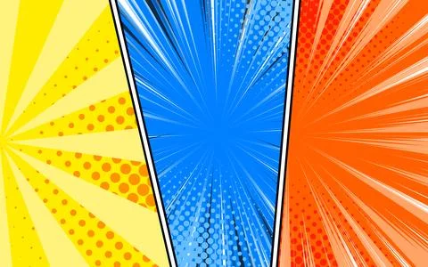 Comic book background in various colors. Blank template background. Pop art.. Stock Illustration
