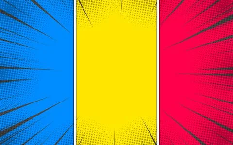 Comic book background in various colors. Blank template background. Pop art.. Stockillustratie