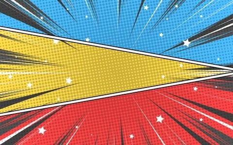 Comic book background in various colors. Blank template background. Pop art.. Stock Illustration