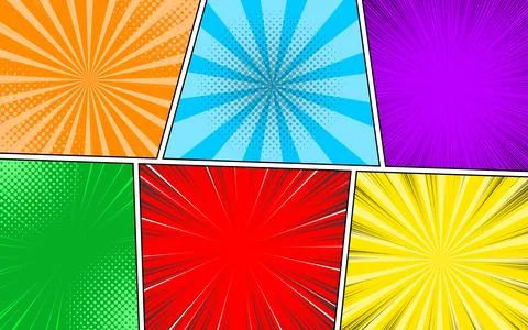 Comic book background in various colors. Blank template background. Pop art.. Stock Illustration