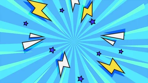 Comic book background with vibrant lightning bolts seamless 4k video background Stock Footage 294271682