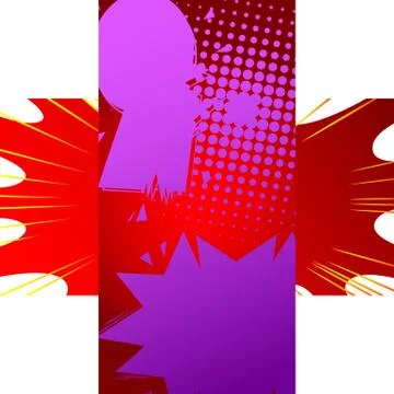 Comic book backgrounds on each others in cross shape with white corners. Cart Stock-Illustration