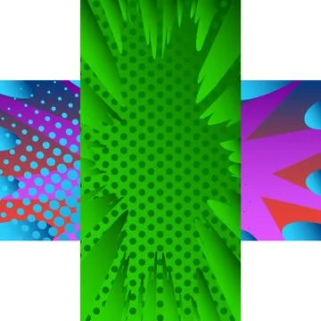 Comic book backgrounds on each others in cross shape with white corners. Cart Stock-Illustration
