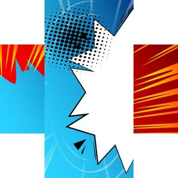 Comic book backgrounds on each others in cross shape with white corners. Cart Stock-Illustration