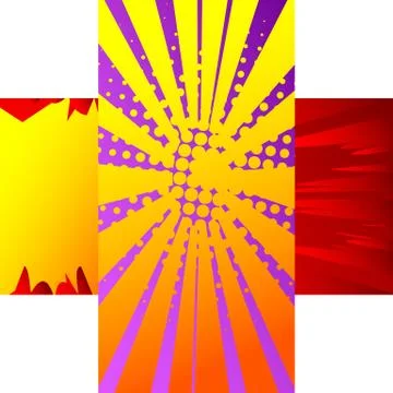 Comic book backgrounds on each others in cross shape with white corners. Cart Stock Illustration