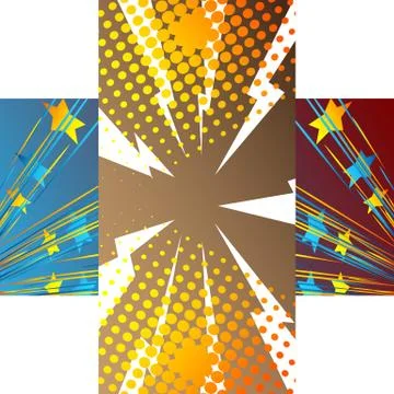 Comic book backgrounds on each others in cross shape with white corners. Cart Stock-Illustration