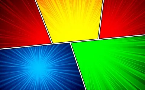 Comic book backgrounds in various colors with radial and halftone effects. .. Stock Illustration