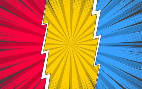 Comic book backgrounds in various colors with radial and halftone effects. .. 스톡 일러스트