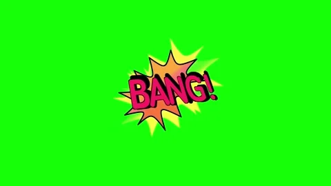 Comic Book Bang Sound Effect Text Animation on Green Screen Background Stock Footage 336706218