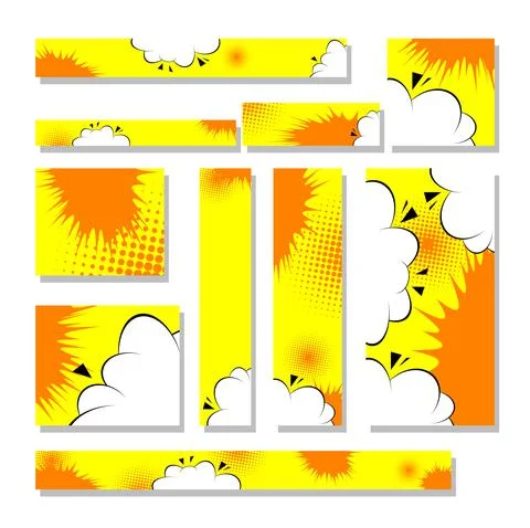 Comic Book banner set illustration. Vector collection of Pop Art banners. イラスト素材