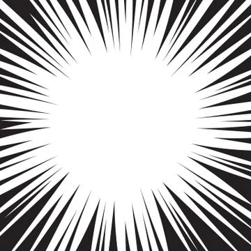 Comic book black and white radial lines background. Stock Illustration