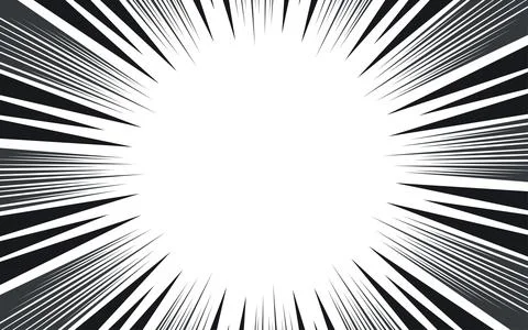 Comic book black and white radial lines background. Manga speed frame. Supe.. Illustrazione stock