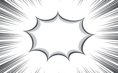 Comic book black and white radial lines background with speech bubbles. Man.. Stock Illustration