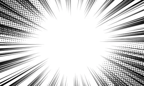 Comic book black and white radial lines background. Manga or anime speed gr.. Stock Illustration