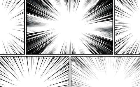 Comic book black and white radial lines collection. Cartoon comic backgroun.. Illustrazione stock