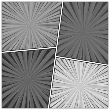 Comic book black and white radial lines collection. Cartoon comics background Stock Illustration