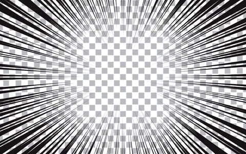 Comic book black and white radial lines background. Manga speed frame. Retr.. Stock Illustration