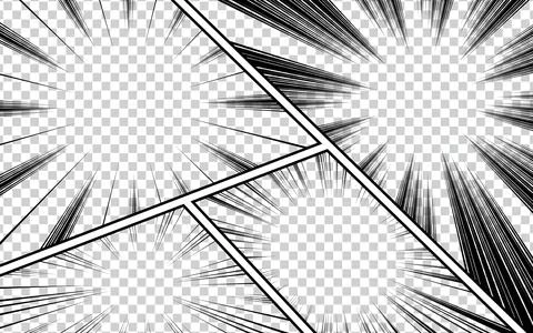 Comic book black radial lines background Manga or anime speed texture Super.. Illustrazione stock