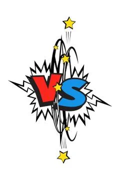 Comic book blue and red versus logo. Vector VS icon. Stock Illustration