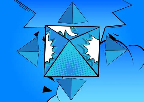 Comic Book Blue Pyarmid pop art Background. Vector wallpaper illustration. .. Stock Illustration